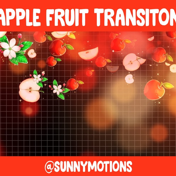 Apple Fruit Animated Twitch Scene Stinger Transition - Kawaii Red Apple / Twitch Overlay / Stream Graphics / Streamer / Stream