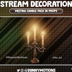 Animated Stream Decoration: Melting Candle Pack in Props, Dark Night In Medieval House, Candlestick Twitch Overlay, Lo-fi Warm Candle Lights