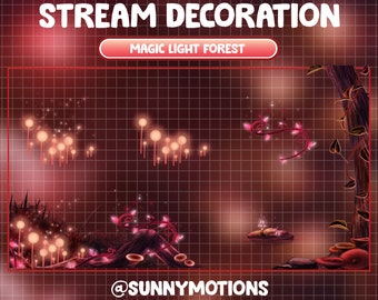 Animated Stream Decoration Flower Mushroom / Cute Plant Cozy Theme / Cottagecore Magic Vines / Kawaii Twitch Overlay / Spirit Tree Aesthetic