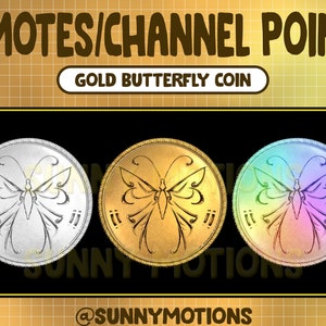 Emotes Twitch Cool Gold Butterfly / Points de chaîne / Graphismes de banderoles Ailes pastel kawaii / Star Gamer / Badges Sub Bit insectes