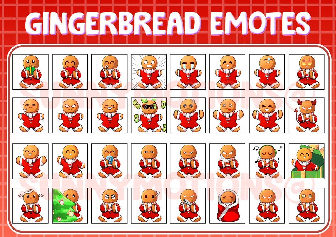 Gingerbread Twitch Discord Emotes Christmas / Kawai Emoji / Subscriber ...