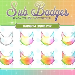 Rainbow Liquid Fox Bottle Twitch Sub Bit Badges / Kawaii Magic Star Bottle / Cute Badges For Streamer / Magic Fox Head / Fox Twitch Overlay