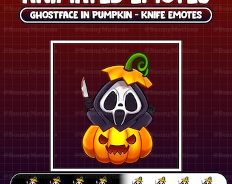 Animated Twitch Emotes: Scary Ghostie Face In Pumpkin, Kawaii Ghostface Overlay Dead Killer Halloween Grim Reaper Emoji Stream Discord Mixer