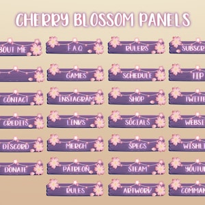 27x Cute Stars Pastel Pink Cherry Blossom Twitch Panels / Paneles de letreros de madera / Estética / Pétalo de Sakura / Japón / Stream Labs Widgets