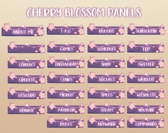 27x Cute Stars Pastel Pink Cherry Blossom Twitch Panels / Wooden Signboards Panels / Aesthetic / Sakura Petal / Japan / Stream Labs Widgets