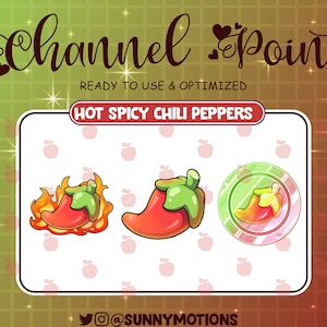 3 Twitch Red Chili Peppers Coin Emotes,  Channel Points, Kawaii International Hot And Spicy Food Day, Streamer Graphics, Gamer Sub Bit Badge