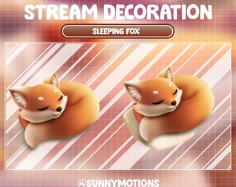 Animated Stream Decoration Real Brown Orange Fox / Mythology Fire Burning Fox / Sleeping Fox Twitch Overlay / Spirit Forest / Twitch Add-on