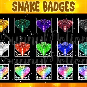 15 Snake Twitch Loyalty Sub Bit Badges / Kawai Animal Emoji / Cool Subscriber Badges  / Angry Bird Emotes / Snake Badge Shield For Streamers