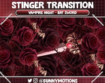 Animated Gothic Crimson Black Roses, Silver Blade Stinger Transition, Witchy Vampire Dark Romantic Twitch Overlay, Forbidden Love, Gemstones
