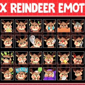 Kawaii Reindeer Twitch Discord Emotes / Xmas Animal Emoji / Subscriber / Loyalty Sub Bit Badges / Channel Points / Christmas Deer Bundle