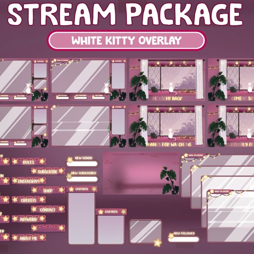 FULL ANIMATED Twitch Stream Package / Cute White Dreamy Kitty - Etsy