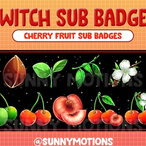 Cherry Fruit Twitch Sub Badges / Bit Badges / Emote Cute Lovely Red Cherry / Kawaii Fruit Collection / Spark / Streamer / Subscriber Badges