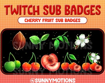 Cherry Fruit Twitch Sub Badges / Bit Badges / Emote Cute Lovely Red Cherry / Kawaii Fruit Collection / Spark / Streamer / Subscriber Badges