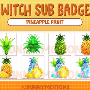 Pineapple Fruit Twitch Sub Bit Badges / Emote Cute Lovely Pineapple / Kawaii Fruit Collection / Rainbow / Streamer / Subscriber Badges