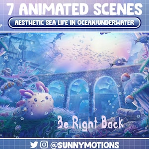 Animated Sea Life Ocean, Underwater Stream Scenes, School of Fish, Whales, Bunny Slug, Coral Plant, Bubbles Twitch Overlay Vtuber Background