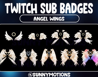 Cool Angel Wings Twitch Sub Bit Badges / Fairy Demon Streamer Emotes / Ghost Twitch Graphic / Dark Diamond Cheer Subscribers Donation Badges