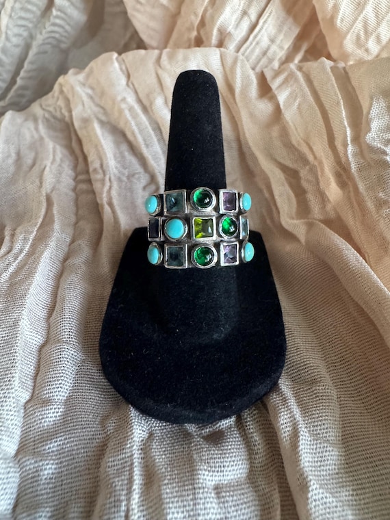 Multi Color Gemstone Cluster Ring size 6.5 - image 1