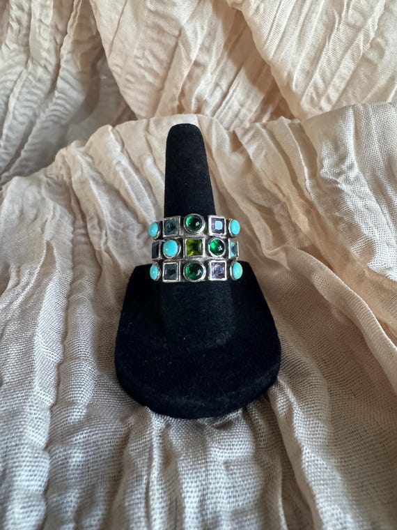 Multi Color Gemstone Cluster Ring size 6.5 - image 2