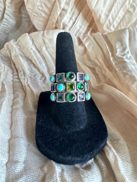 Multi Color Gemstone Cluster Ring size 6.5 - image 3