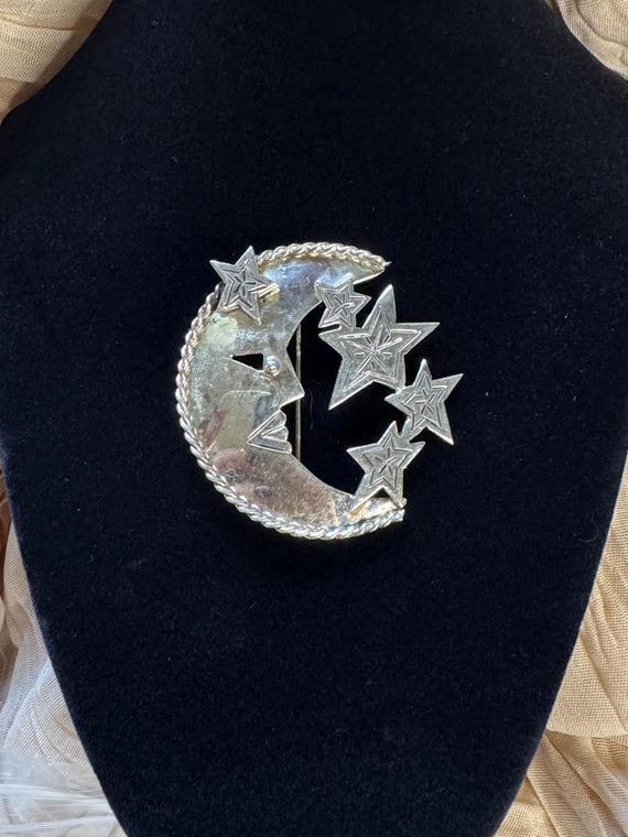 Sterling Silver Half Moon Brooch