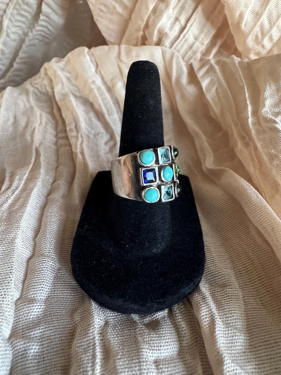 Multi Color Gemstone Cluster Ring size 6.5 - image 4
