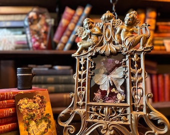 Antique Cast Iron Cherub Kickstand Insect Frame