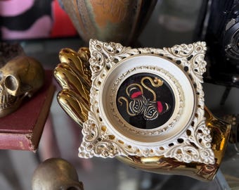Vintage Bubble Glass Mini Insect & Metal Snake Frame