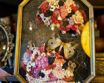 Antique Bubble Glass Kickstand Insect Frame “Resplendent”