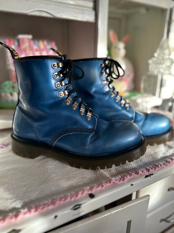 Vintage 90s Blue Metallic Grunge Doc Marten Boots mens US - Etsy