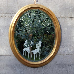 Vintage oval classic gilded faceted mirror,  Deknudt , 1970's (ST.110)