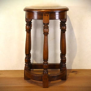 Antique demilune early 20th century solid oak console side table  (ST.176)