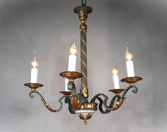 Lampadario in bronzo patinato verde in stile fiorentino (St. 323)