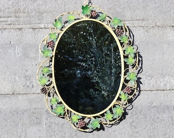 Antique style Italian tole polychrome fruit and flower mirror (ST.115)