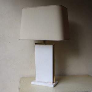Travertine Marble & Brass Table Lamp - Mid-Century Modern Camille Breesch Design (ST.5)
