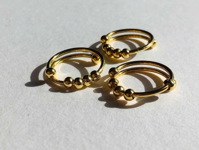 Anexiety Ring vergoldet aus Edelstahl Größenverstellbar bewegliche Ringe Gold
