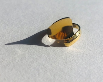 Ring Vintage vergoldet aus Edelstahl speziell geformt größenverstellbar