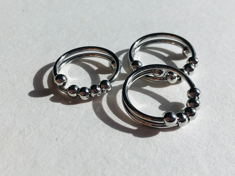Anexiety Ring vergoldet aus Edelstahl Größenverstellbar bewegliche Ringe Silber