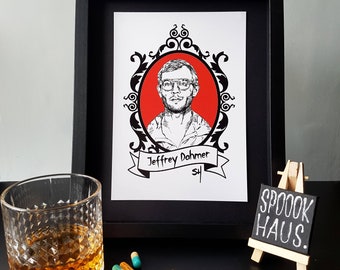 Jeffrey Dahmer Portrait Print - Spook Haus Art (A5 Size)