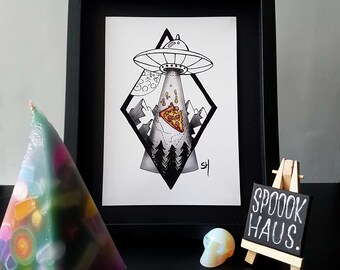 ABDUCTION B&W  - A5 size Print 250gsm card (A5 print only)