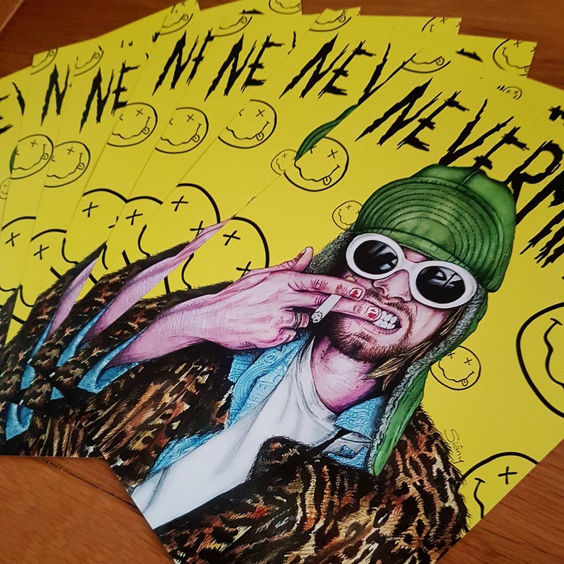 Nevermind - Kurt Cobain - Nirvana - A4 Size Print 250gsm Card - Etsy UK