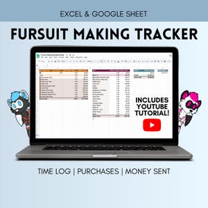 Fursuit Making Tracker | Project Summary, Hours Log, Purchase & Payment Tabs | PDF + Excel + Google Sheets + Tutorial
