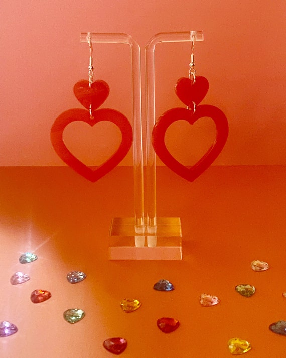 Shop Rubans Voguish Gold Toned Textured Stud With Red Heart Motif Drop  Earrings Online at Rubans