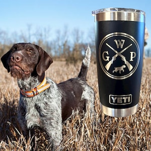 German Wirehaired Pointer Yeti Tumbler: Custom Engraved GWP 20oz Rambler