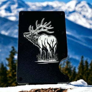 Cartera minimalista Elk, cartera minimalista grabada personalizada