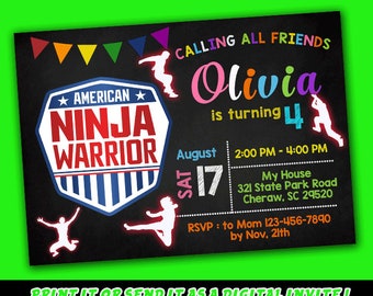 Ninja Warrior Invite Etsy