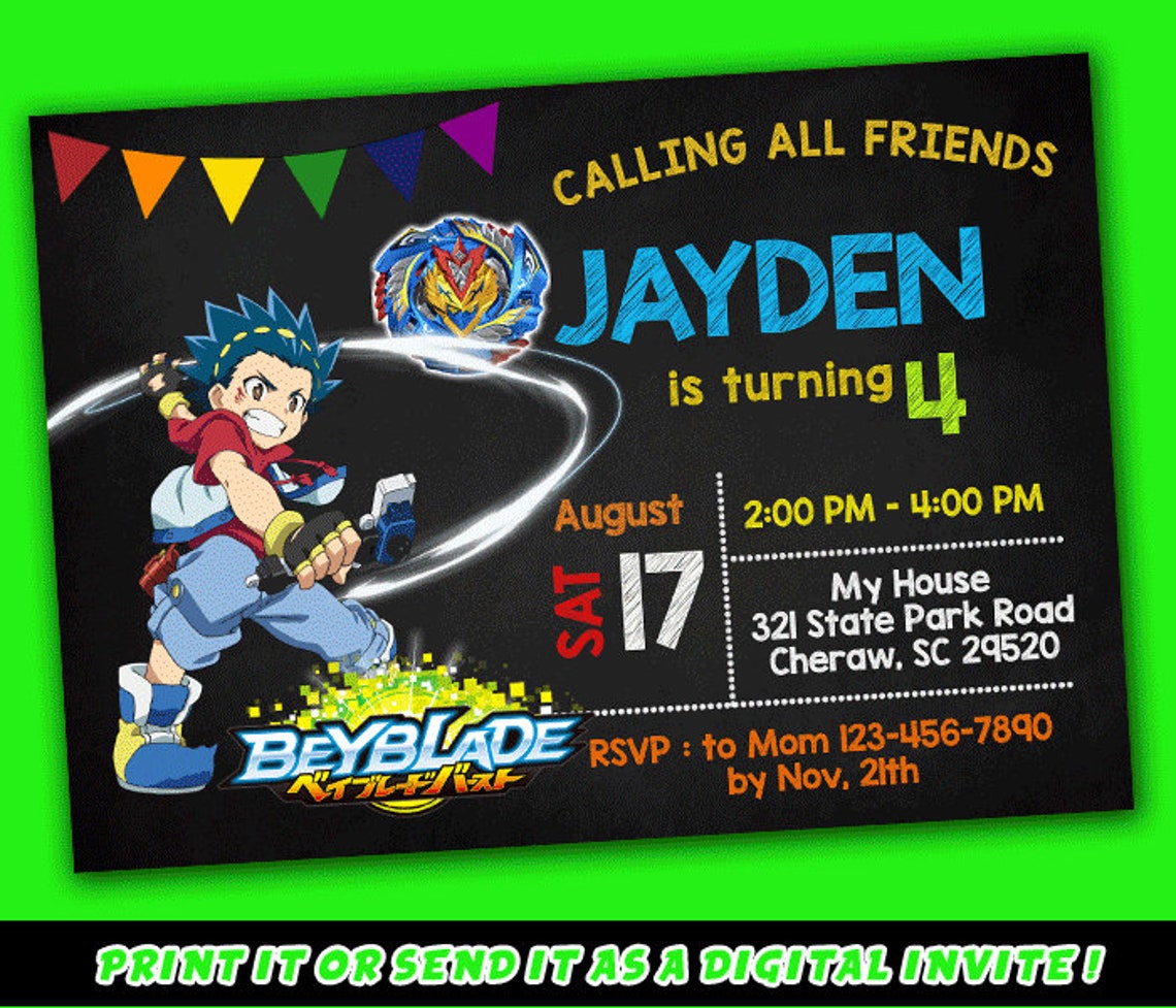 Beyblade Birthday Invitation Printable Invitation Digital | Etsy