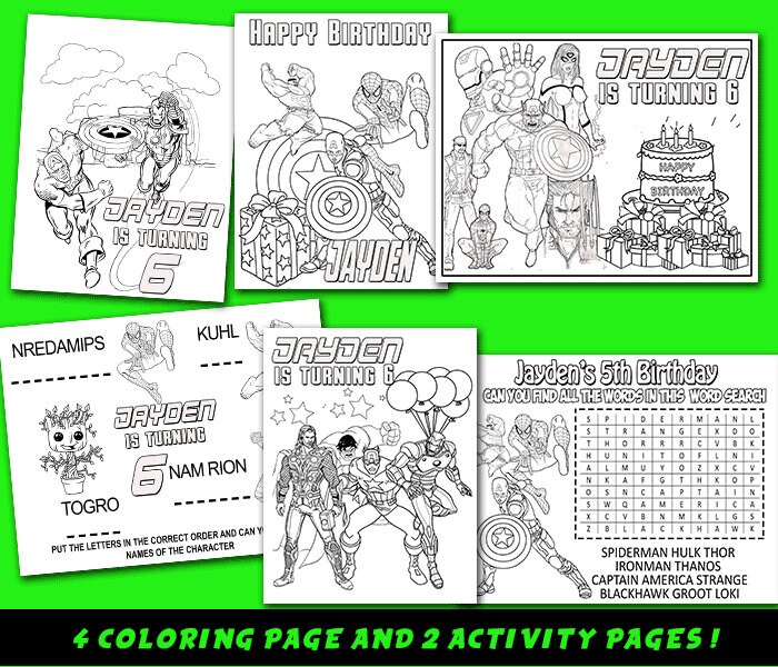The Avengers Coloring Pages The Avengers Activity Pages | Etsy