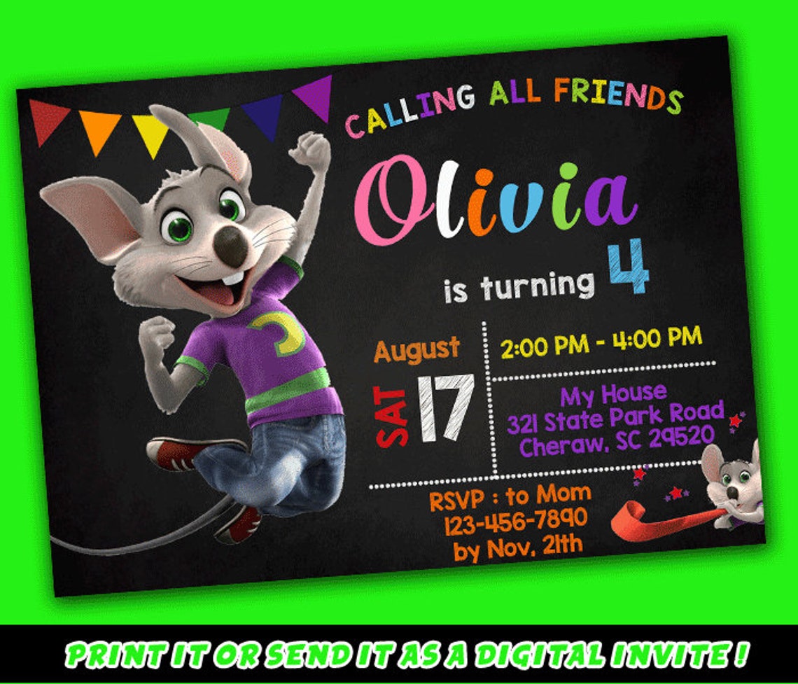 Chuck E Cheese Printable Invitations