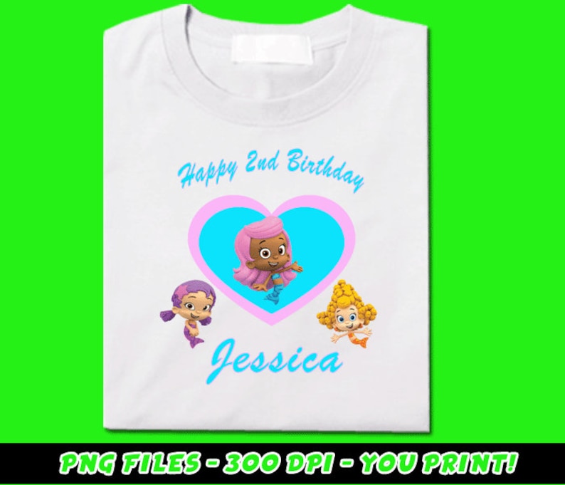 Download Digital File Bubble Guppies Birthday Shirt Design Iron On Transfer Png Drawing Illustration Art Collectibles Mukena Id