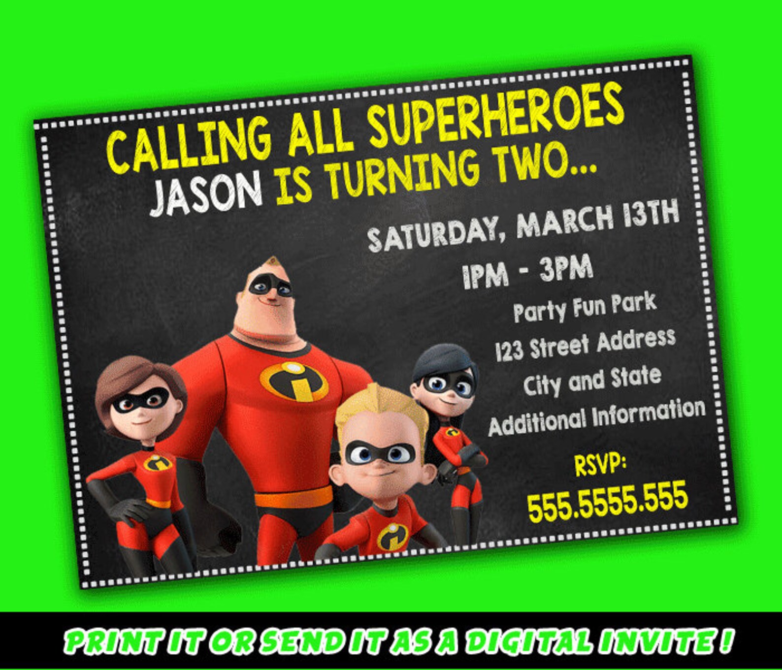 The Incredibles Birthday Invitation Printable Invitation | Etsy